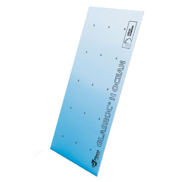Plaque de plâtre hautement hydrofugée - Glasroc H Ocean BA13 - locaux très humides - 2,60 M x 1,20 M - ép. 13,0 MM