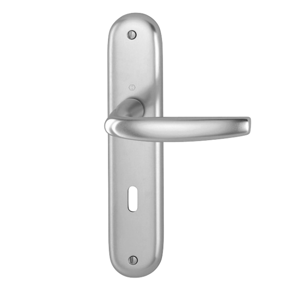 Poignée porte clé L Atlanta Hoppe porte 40-46mm carré 7mm Alu argent