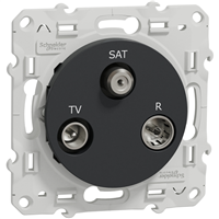 Prise TV FM et SAT Schneider Odace anthracite M CEI - IEC F - type F