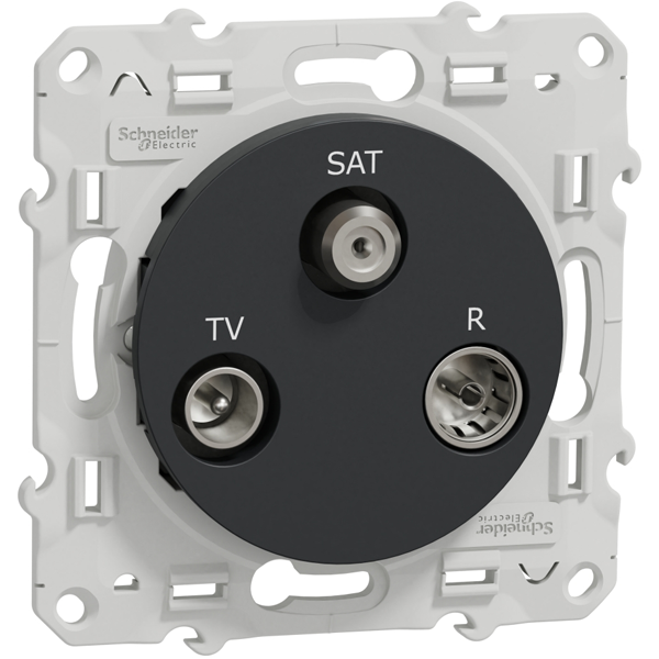 Prise TV FM et SAT Schneider Odace anthracite M CEI - IEC F - type F
