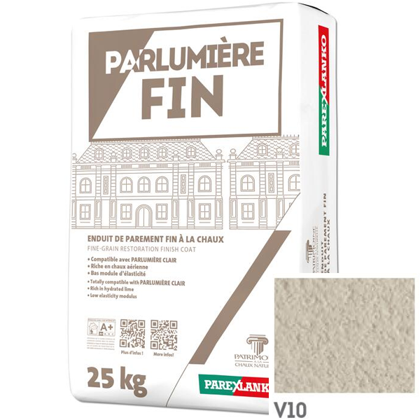 Enduit de parement à la chaux fin Parlumière Teinte V10 25 KG