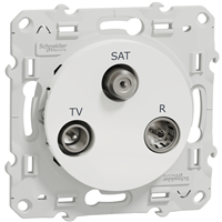 Prise TV FM et SAT Schneider Odace blanc - mâle CEI IEC femelle type F