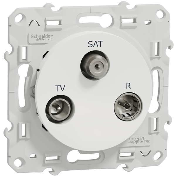 Prise TV FM et SAT Schneider Odace blanc - mâle CEI IEC femelle type F