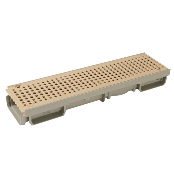 Caniveau bas piscine Grille piétonne 500 mm x 130 mm PVC Sable