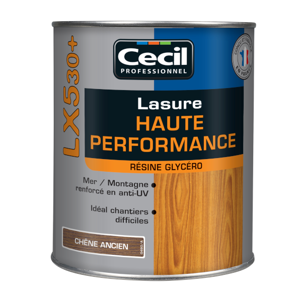 Lasure bois protection élevée Cecil LX530 aspect satin chêne ancien 1L
