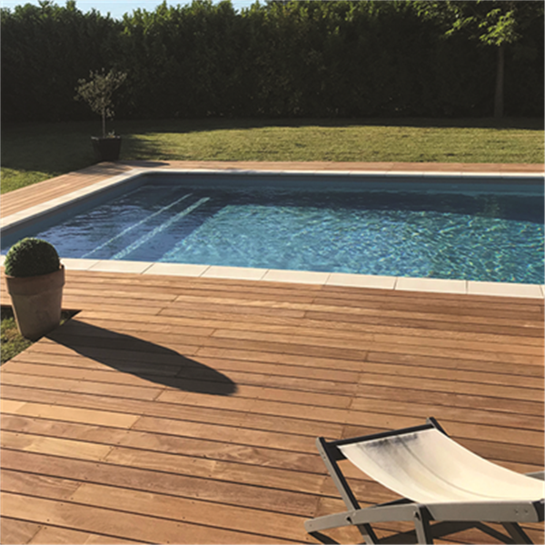 Lame de terrasse striée en bois exotique Cumaru KD classe 4 - 370 CM x 14,5 CM - ép. 21 MM