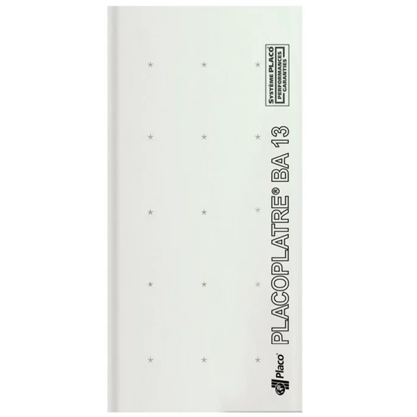 Plaque de plâtre Placoplatre BA13 - 2,50 M x 0,60 M - ép. 12,5 MM
