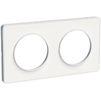 Plaque de finition double Schneider Odace Touch - blanc RAL 9003