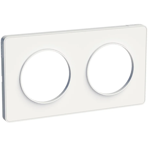 Plaque de finition double Schneider Odace Touch - blanc RAL 9003