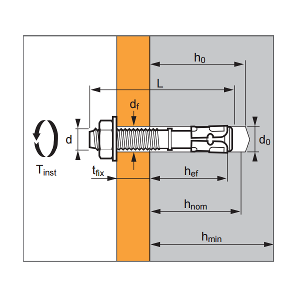 Goujon d'ancrage FIX Z inox A4 pour béton fissuré et non fissuré M10 x 130/70 mm - boîte de 25