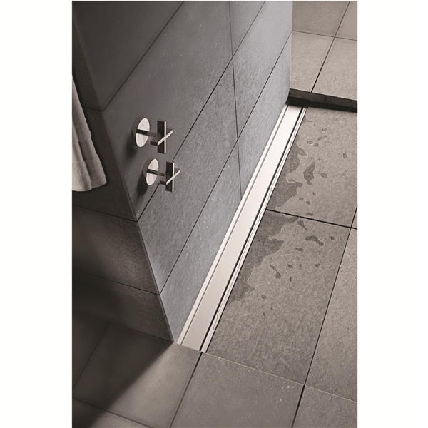 Caniveau de douche Docia à faible hauteur avec grille réversible - ø femelle 40 mm - 95 x 790 mm