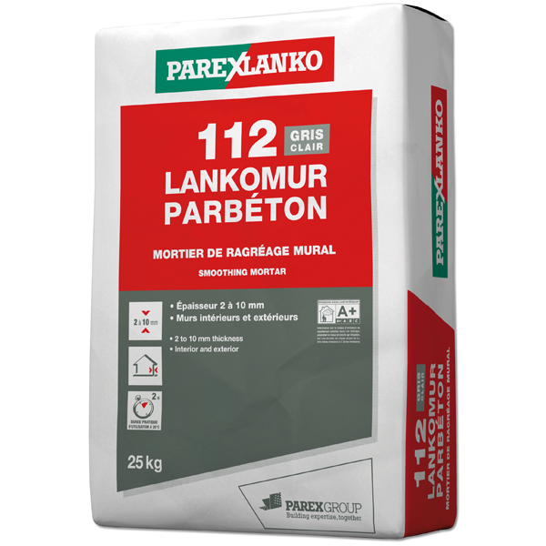 Enduit de ragréage mural - 112 Lankomur Parbéton Parexlanko - Gris clair Sac de 25 KG