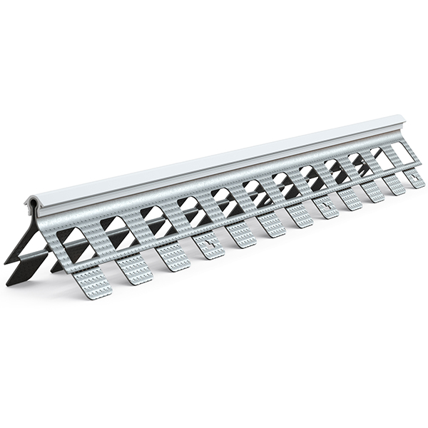 Profilé d'angle perforé acier galvanisé + jonc PVC arrondi Protektor PowerGrip - 10 mm - Blanc - Long.3 M