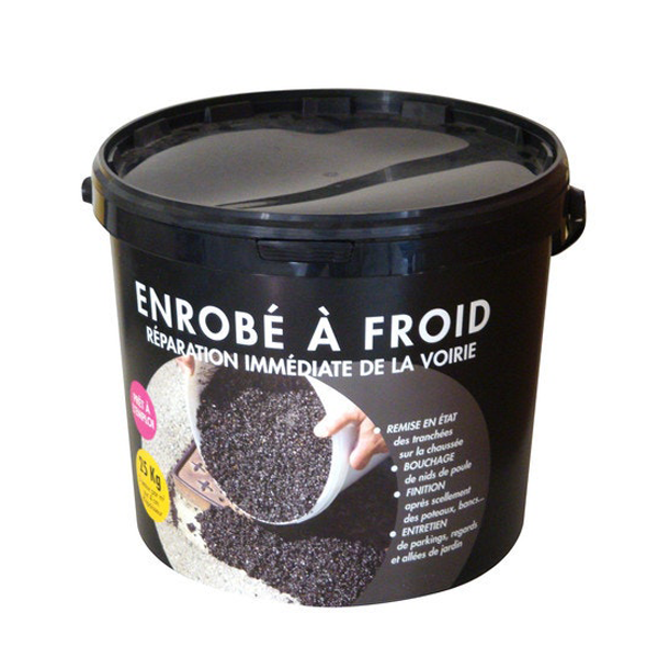Enrobé froid réparation voirie Seau 25 kg Prêt à emploi Coloris noir