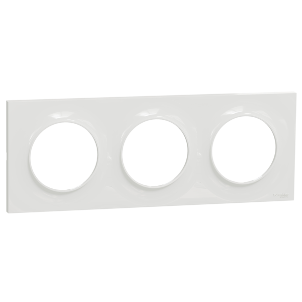Plaque de finition triple Schneider Odace Styl - blanc brillant
