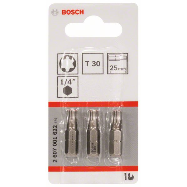 Embout de vissage Bosch extra-dure 6 pans 1/4" Torx T30 25 mm lot de 3