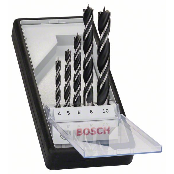 Coffret de 5 mèches à bois hélicoïdales Bosch ⌀ 4 5 6 8 et 10 mm