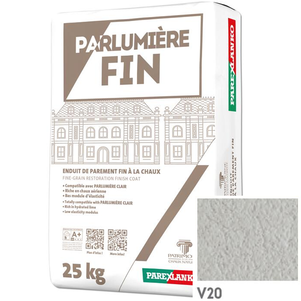 Enduit de parement à la chaux fin Parlumière Teinte V20 25 KG