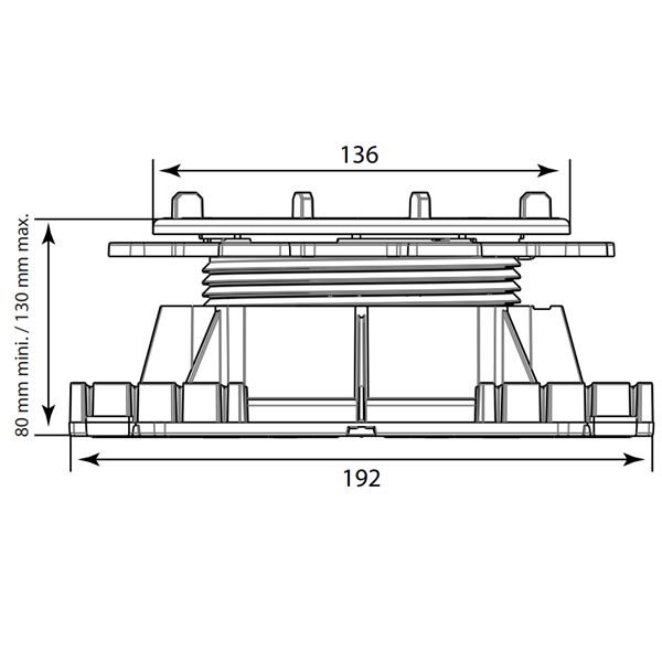 Plot autonivelant Jouplast Cleman pour terrasse en dalles - 80 à 130 MM