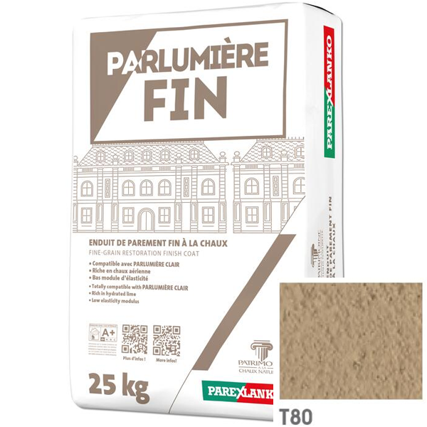 Enduit de parement à la chaux fin Parlumière Teinte T80 25 KG
