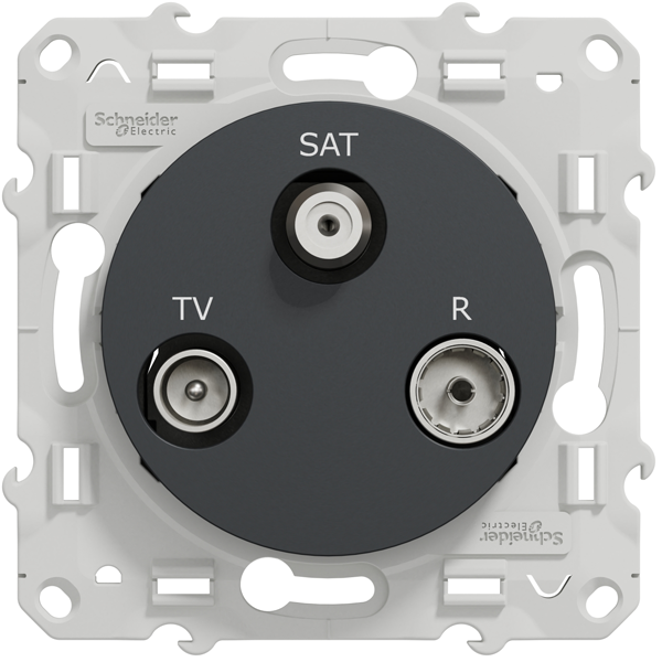 Prise TV FM et SAT Schneider Odace anthracite M CEI - IEC F - type F