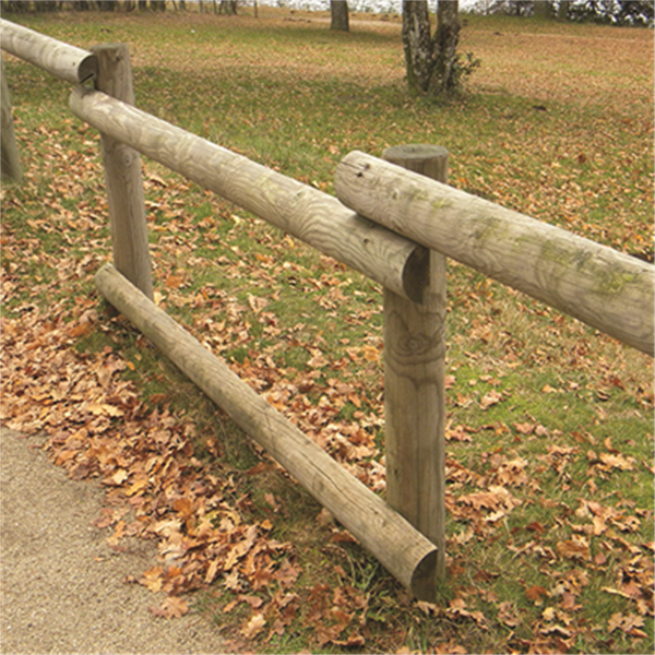 Demi-rondin de bois fraisé en pin - traité classe 4 vert - 140mm x 2,00 M
