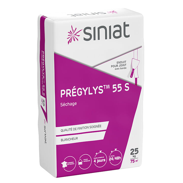 Enduit de jointoiement et de finition spécial grands chantiers - PRÉGYLYS 55 S - sac de 25 KG