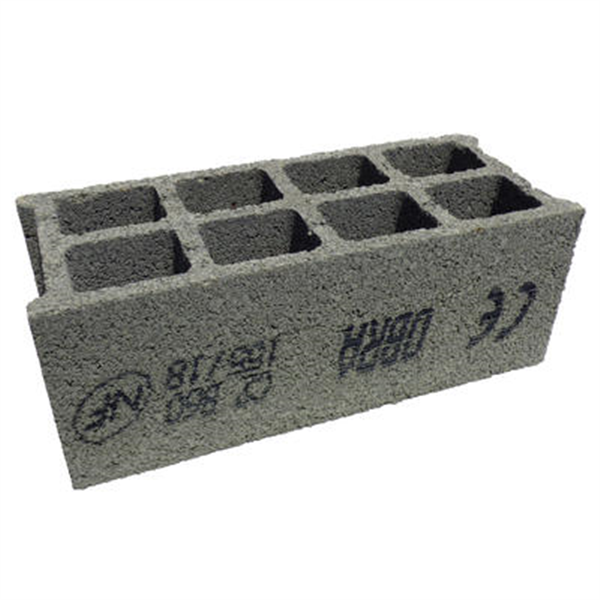 Bloc béton creux 500 x 200 x 200 mm - B60 - 3 parois 8 trous CE NF