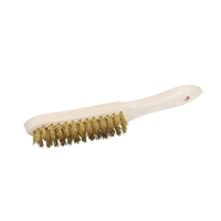 Brosse à main en fil laiton pour surface métallique - Manche en bois