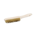 Brosse à main en fil laiton pour surface métallique - Manche en bois