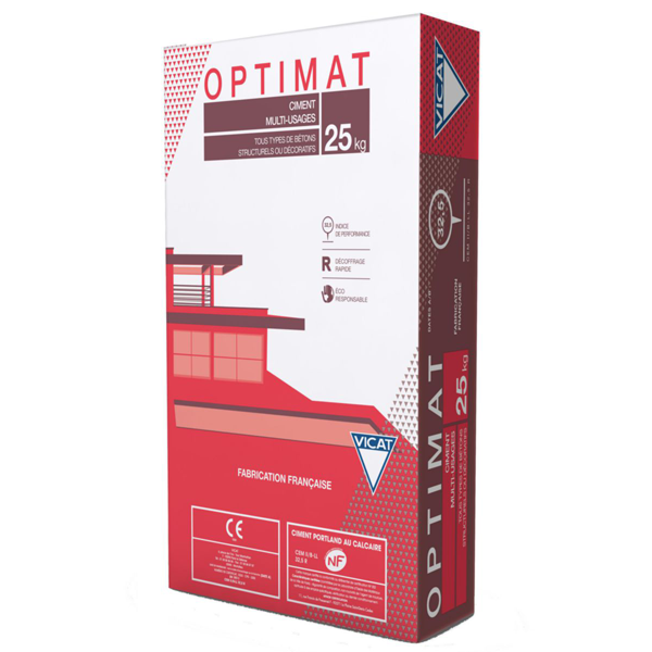 Ciment multi-usages Optimat - CEMII/B 32,5R - tous types de bétons structurels ou décoratifs - sac de 25 KG