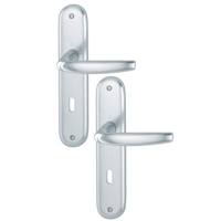 Poignée porte clé L Atlanta Hoppe porte 40-46mm carré 7mm Alu argent
