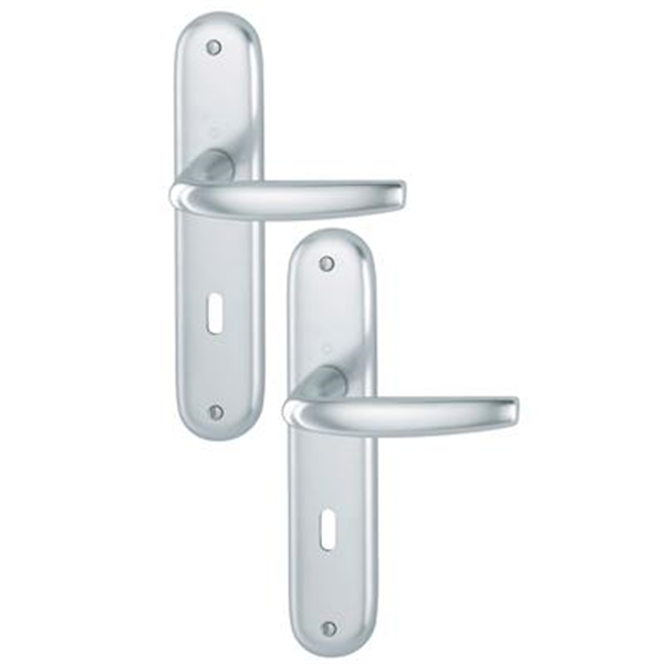 Poignée porte clé L Atlanta Hoppe porte 40-46mm carré 7mm Alu argent