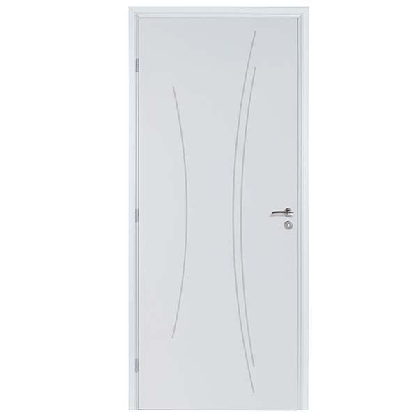 Bloc-porte pré-peint KAORI Âme isolante Gypso 204 CMx83 CM droit poussant - Serrure de sûreté 3 points