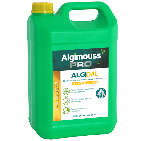 Traitement fongicide spécial dallages extérieurs - AlgiDal Algimouss - Bidon 5 LTR