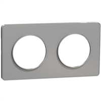Plaque de finition double Schneider Odace Touch - aluminium