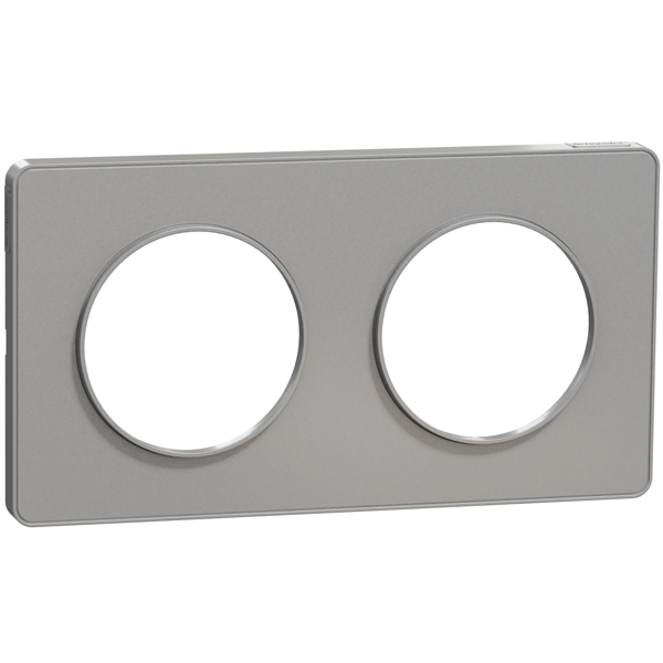 Plaque de finition double Schneider Odace Touch - aluminium