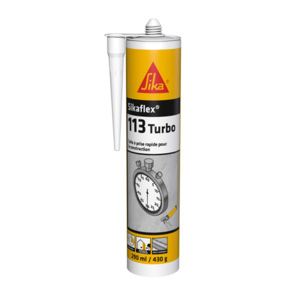 Colle prise rapide Sikaflex 113 Turbo Blanc Cartouche 290 ml