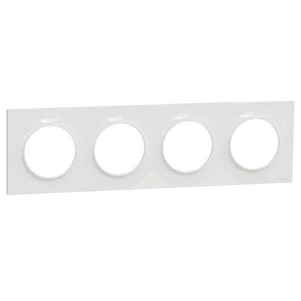 Plaque de finition quadruple Schneider Odace Styl - blanc brillant