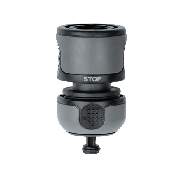 Raccord rapide stop plastique tuyau arrosage Fitt 19mm Bi-matière Noir