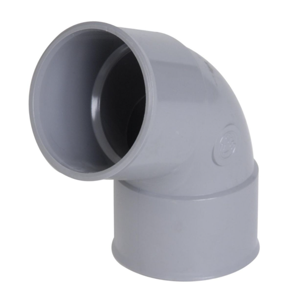 Coude 67°30 à coller pour évacuation des eaux - Raccord femelle-femelle - Diamètre Ø 50 mm - Techtan - Gris