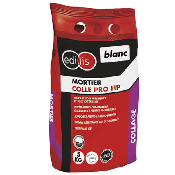 Mortier colle professionnel collage carrelage Edilis Sac 5 kg Blanc