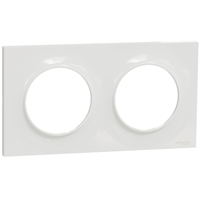 Plaque de finition double Schneider Odace Styl - blanc brillant