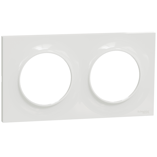 Plaque de finition double Schneider Odace Styl - blanc brillant