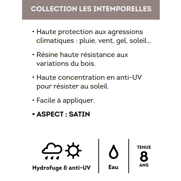 Lasure bois extérieur V33 Résine haute protection Chêne clair satin 5L