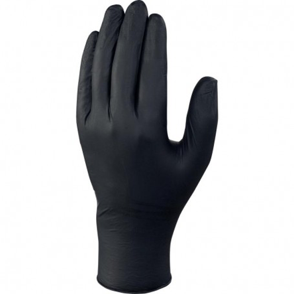 Gant à usage unique nitrile noir non poudré Taille 8 - Boîte de 100