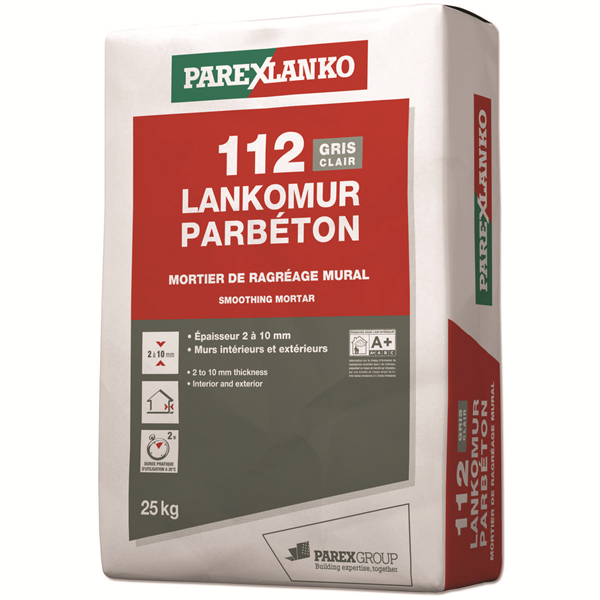 Enduit de ragréage mural - 112 Lankomur Parbéton Parexlanko - Gris clair Sac de 25 KG