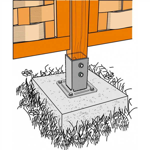 Pied de poteau carré sur platine 90 Simpson Strong-Tie PPJBT90