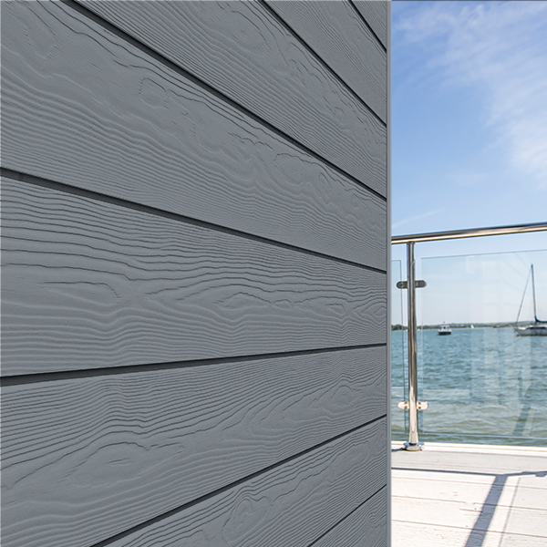 Lame de bardage en fibres-ciment Cedral Click finition relief Gris acier C15