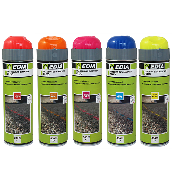 Traceur de chantier Edia fluo temporaire orange 6 mois 500 mL